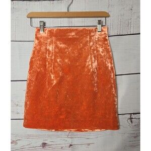 & Other Stories Womens Skirt Size 4 Orange Crushed Velvet Mini High Waist Party